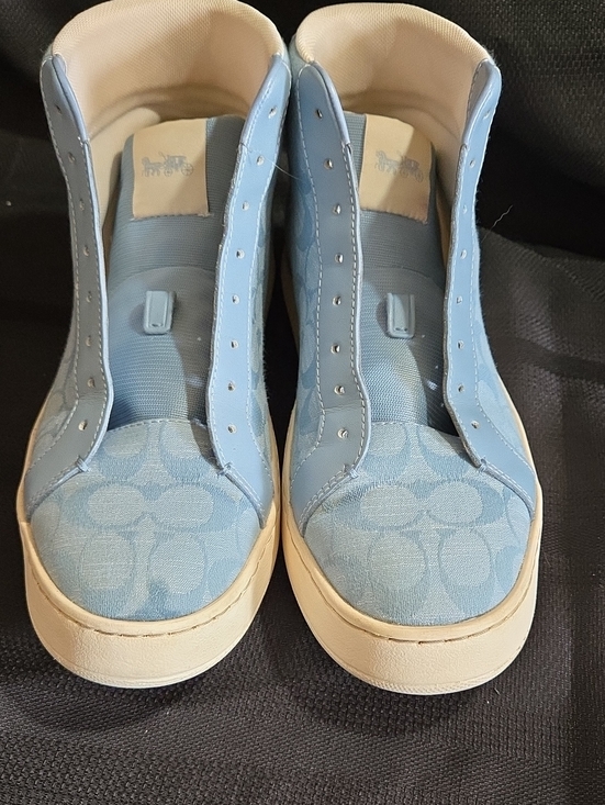 Coach Other - Coach Clip High Chambray Denim Blue High Top Signature-Pattern Sneakers